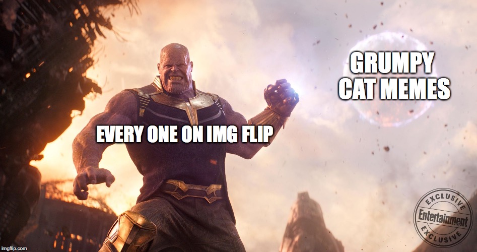 Thanos Throws Moon | GRUMPY CAT MEMES; EVERY ONE ON IMG FLIP | image tagged in thanos throws moon | made w/ Imgflip meme maker