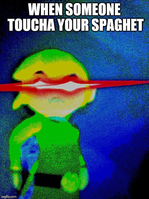 WHEN SOMEONE TOUCHA YOUR SPAGHET | image tagged in somebody toucha my spaghet | made w/ Imgflip meme maker