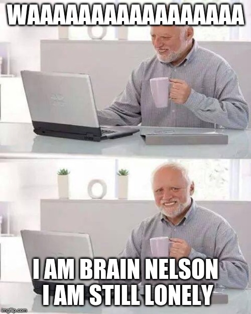 Hello i am a old man | WAAAAAAAAAAAAAAAAA; I AM BRAIN NELSON I AM STILL LONELY | image tagged in memes | made w/ Imgflip meme maker