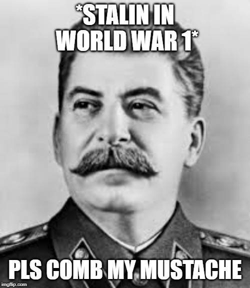 Putin? | *STALIN IN WORLD WAR 1*; PLS COMB MY MUSTACHE | image tagged in russia | made w/ Imgflip meme maker