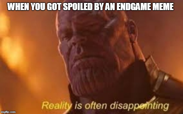 Reality is often disappointing | WHEN YOU GOT SPOILED BY AN ENDGAME MEME | image tagged in reality is often disappointing | made w/ Imgflip meme maker