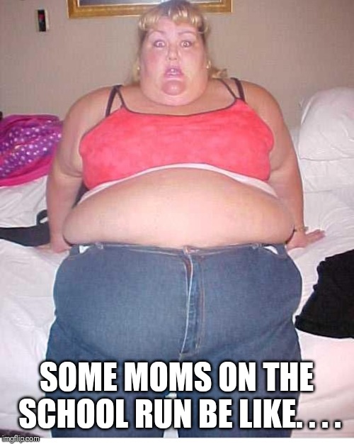 Moms on the school run | SOME MOMS ON THE SCHOOL RUN BE LIKE. . . . | image tagged in yo mamas so fat,fat,overweight,obese | made w/ Imgflip meme maker