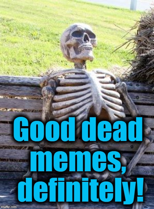 Waiting Skeleton Meme | Good dead memes,  definitely! | image tagged in memes,waiting skeleton | made w/ Imgflip meme maker