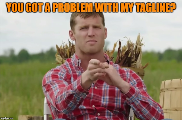 You got a problem | YOU GOT A PROBLEM WITH MY TAGLINE? | image tagged in you got a problem | made w/ Imgflip meme maker