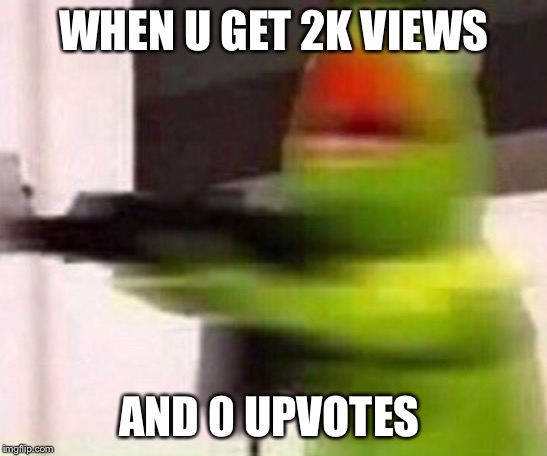 school shooter (muppet) | WHEN U GET 2K VIEWS; AND 0 UPVOTES | image tagged in school shooter muppet | made w/ Imgflip meme maker