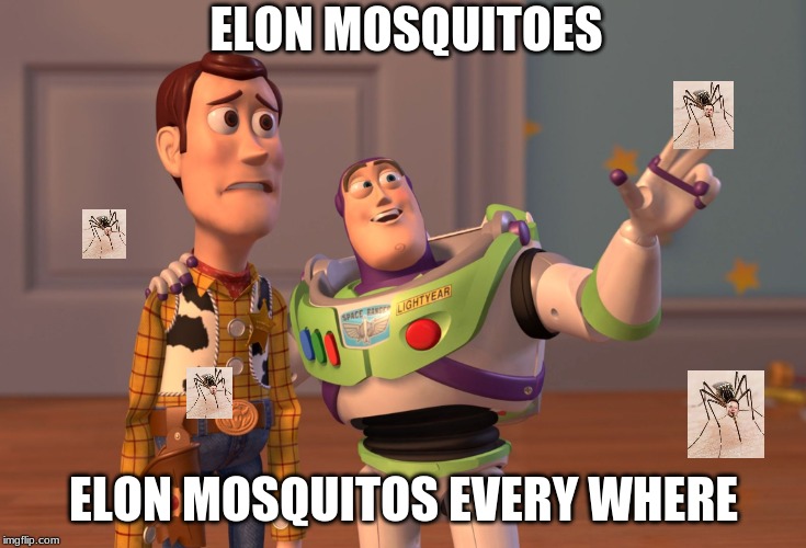 X, X Everywhere | ELON MOSQUITOES; ELON MOSQUITOS EVERY WHERE | image tagged in memes,x x everywhere | made w/ Imgflip meme maker