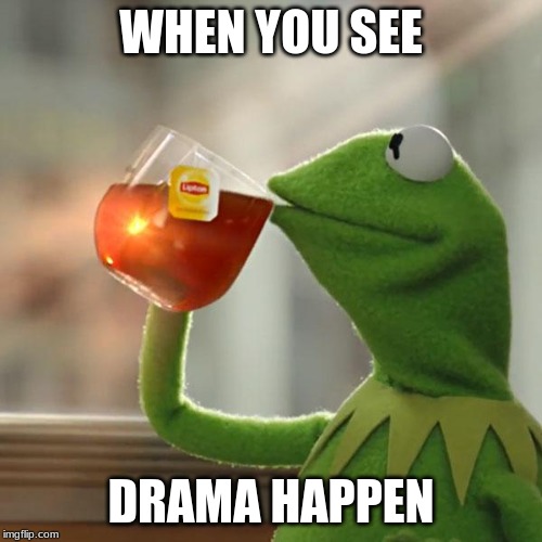 But That's None Of My Business | WHEN YOU SEE; DRAMA HAPPEN | image tagged in memes,but thats none of my business,kermit the frog | made w/ Imgflip meme maker