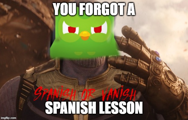 SPANISH OR VANISH | YOU FORGOT A; SPANISH LESSON | image tagged in spanish or vanish | made w/ Imgflip meme maker