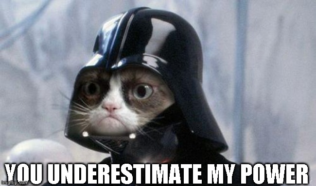 Grumpy Cat Star Wars Meme | YOU UNDERESTIMATE MY POWER | image tagged in memes,grumpy cat star wars,grumpy cat | made w/ Imgflip meme maker