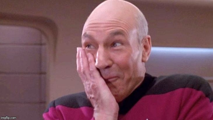 picard grin | image tagged in picard grin | made w/ Imgflip meme maker