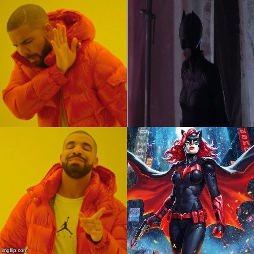 CW's Batwoman vs. the real Batwoman | image tagged in memes,drake hotline bling,dc comics,batwoman,cw,arrowverse | made w/ Imgflip meme maker