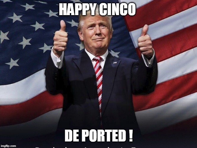 Donald Trump Thumbs Up | HAPPY CINCO; DE PORTED ! | image tagged in donald trump thumbs up | made w/ Imgflip meme maker