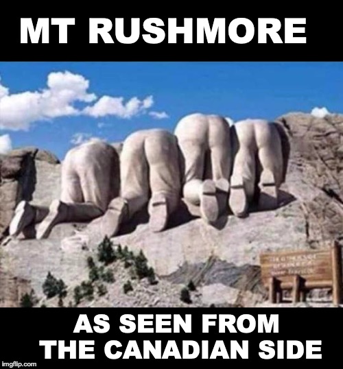America Gets The Best View |  MT RUSHMORE; AS SEEN FROM THE CANADIAN SIDE | image tagged in canadian,mt rushmore,the view | made w/ Imgflip meme maker