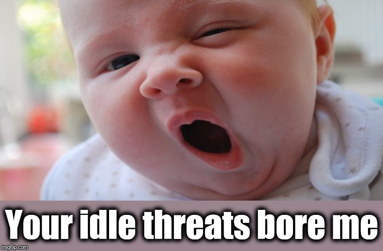Yawn | Your idle threats bore me | image tagged in yawn | made w/ Imgflip meme maker