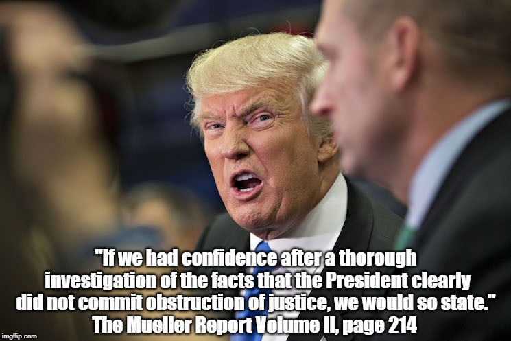 "The Most Important Sentence In The Mueller Report" | "If we had confidence after a thorough investigation of the facts that the President clearly did not commit obstruction of justice, we would | image tagged in mueller report,collusion,obstruction of justice,trump,deplorable donald,despicable donald | made w/ Imgflip meme maker