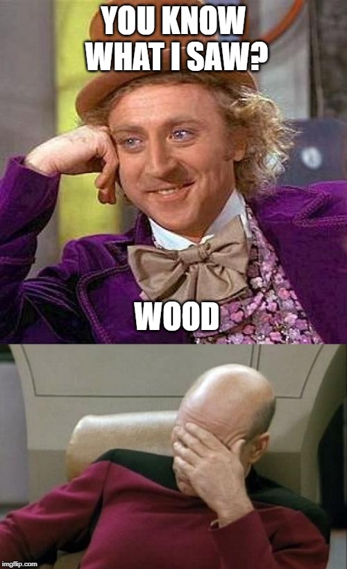 YOU KNOW WHAT I SAW? WOOD | image tagged in memes,creepy condescending wonka,captain picard facepalm | made w/ Imgflip meme maker