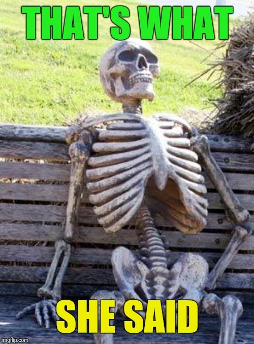 Waiting Skeleton Meme | THAT'S WHAT SHE SAID | image tagged in memes,waiting skeleton | made w/ Imgflip meme maker