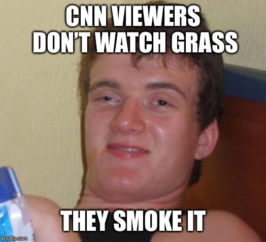 10 Guy Meme | CNN VIEWERS DON’T WATCH GRASS THEY SMOKE IT | image tagged in memes,10 guy | made w/ Imgflip meme maker