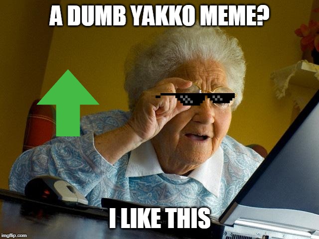 Grandma Finds The Internet Meme | A DUMB YAKKO MEME? I LIKE THIS | image tagged in memes,grandma finds the internet | made w/ Imgflip meme maker
