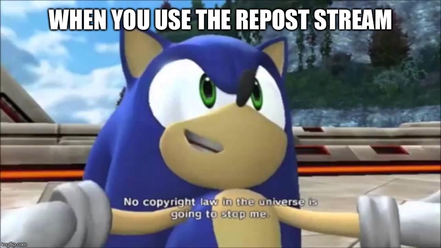 No Copyright Law | WHEN YOU USE THE REPOST STREAM | image tagged in no copyright law | made w/ Imgflip meme maker