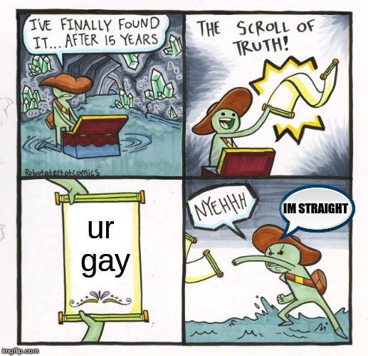 The Scroll Of Truth Meme | IM STRAIGHT; ur gay | image tagged in memes,the scroll of truth | made w/ Imgflip meme maker