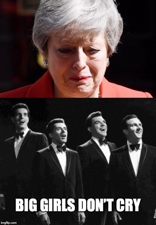 A Woman For The Four Seasons | BIG GIRLS DON’T CRY | image tagged in brexit,teresa may,cry | made w/ Imgflip meme maker