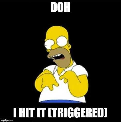 DOH I HIT IT (TRIGGERED) | image tagged in homer simpson retarded | made w/ Imgflip meme maker