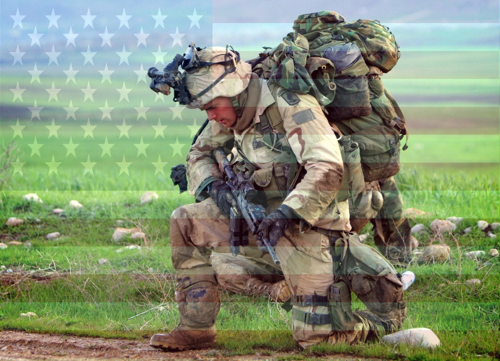 American Flag Soldier Blank Meme Template
