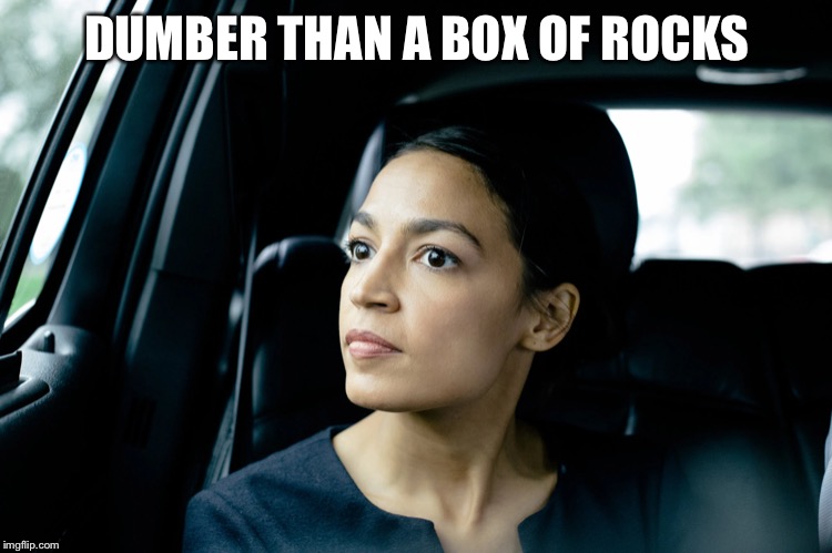 Alexandria Ocasio-Cortez | DUMBER THAN A BOX OF ROCKS | image tagged in alexandria ocasio-cortez | made w/ Imgflip meme maker