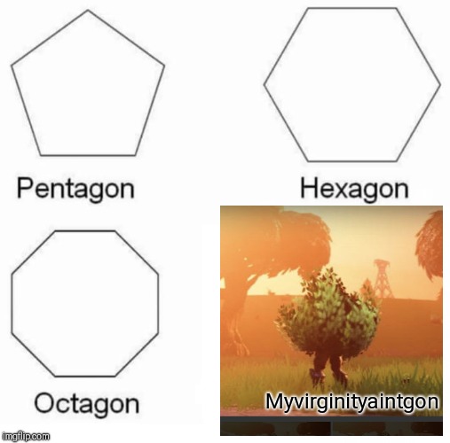 Pentagon Hexagon Octagon Meme | Myvirginityaintgon | image tagged in memes,pentagon hexagon octagon | made w/ Imgflip meme maker
