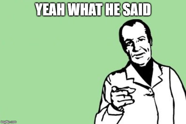 blank dude pointing | YEAH WHAT HE SAID | image tagged in blank dude pointing | made w/ Imgflip meme maker