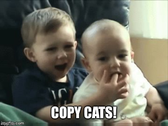 Charlie bit me | COPY CATS! | image tagged in charlie bit me | made w/ Imgflip meme maker