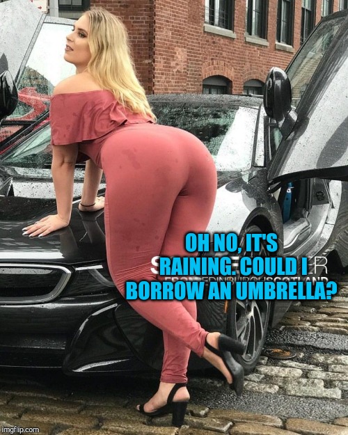 She's getting wet! Sophie Turner :-) | OH NO, IT'S RAINING. COULD I BORROW AN UMBRELLA? | image tagged in sophie turner,jbmemegeek,booty,sexy woman,sexy girl | made w/ Imgflip meme maker