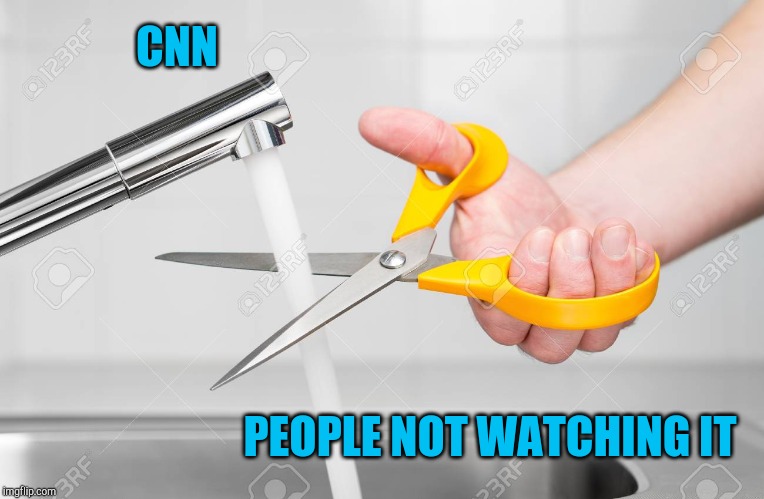 cutting water with scissors | CNN; PEOPLE NOT WATCHING IT | image tagged in cutting water with scissors | made w/ Imgflip meme maker