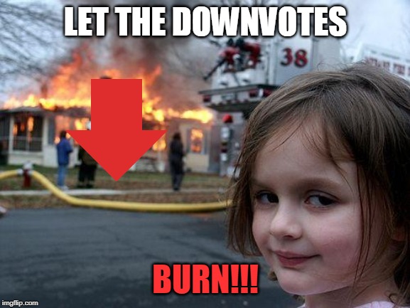 Disaster Girl | LET THE DOWNVOTES; BURN!!! | image tagged in memes,disaster girl | made w/ Imgflip meme maker