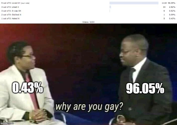 96.05%; 0.43% | image tagged in why are you gay | made w/ Imgflip meme maker