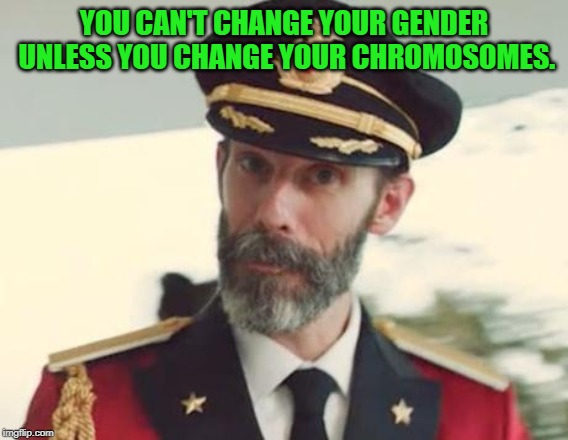 Captain Obvious | YOU CAN'T CHANGE YOUR GENDER UNLESS YOU CHANGE YOUR CHROMOSOMES. | image tagged in captain obvious | made w/ Imgflip meme maker
