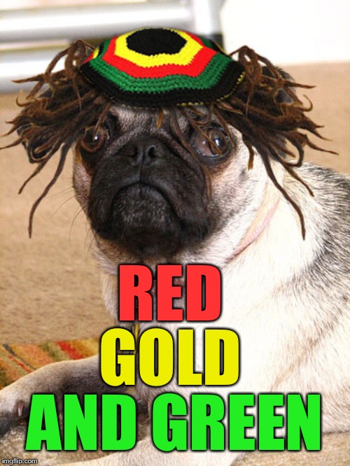 rasta pug | RED AND GREEN GOLD | image tagged in rasta pug | made w/ Imgflip meme maker