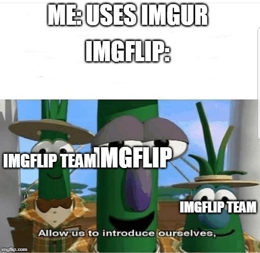 Allow us to introduce ourselves | IMGFLIP:; ME: USES IMGUR; IMGFLIP; IMGFLIP TEAM; IMGFLIP TEAM | image tagged in allow us to introduce ourselves | made w/ Imgflip meme maker