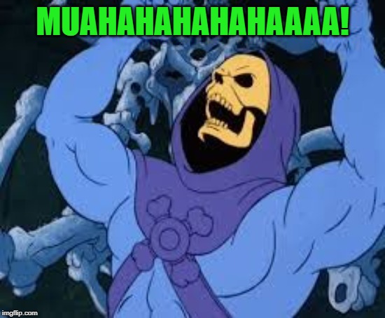 Evil Laugh Skeletor | MUAHAHAHAHAHAAAA! | image tagged in evil laugh skeletor | made w/ Imgflip meme maker