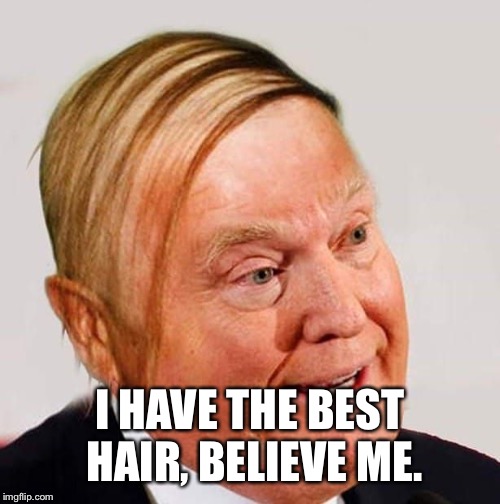 Trump Bad Hair | I HAVE THE BEST HAIR, BELIEVE ME. | image tagged in trump bad hair | made w/ Imgflip meme maker