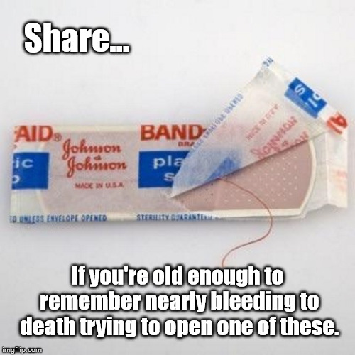 Band-Aid Blues | Share... If you're old enough to remember nearly bleeding to death trying to open one of these. | image tagged in band-aid,bandage,cut,bleeding,scar,blood | made w/ Imgflip meme maker