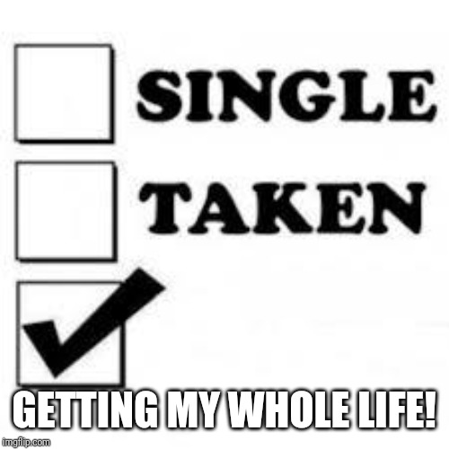 Single Taken Priorities | GETTING MY WHOLE LIFE! | image tagged in single taken priorities | made w/ Imgflip meme maker