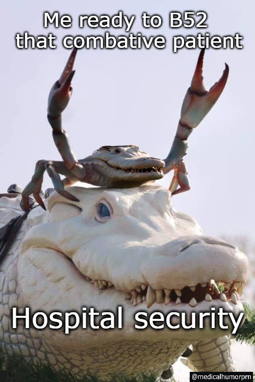 Me ready to B52 that combative patient; Hospital security | made w/ Imgflip meme maker