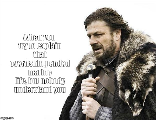 Brace Yourselves X is Coming Meme | When you try to explain that overfishing ended marine life, but nobody understand you | image tagged in memes,brace yourselves x is coming | made w/ Imgflip meme maker