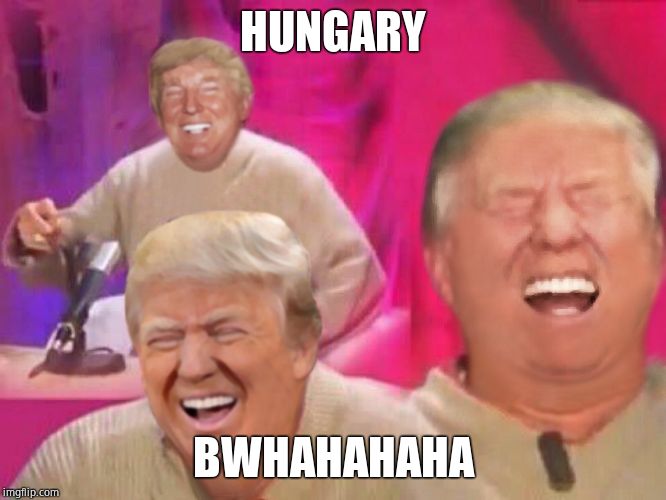 Laughing Trump | HUNGARY BWHAHAHAHA | image tagged in laughing trump | made w/ Imgflip meme maker