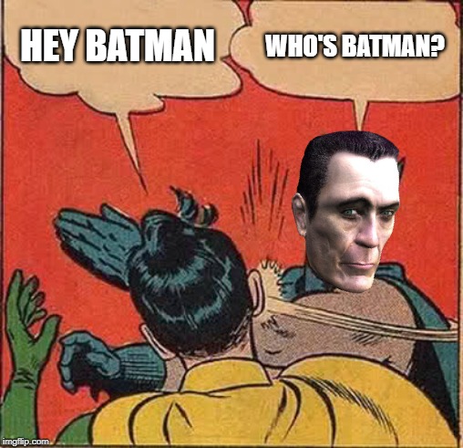 Batman Slapping Robin Meme | HEY BATMAN; WHO'S BATMAN? | image tagged in memes,batman slapping robin | made w/ Imgflip meme maker