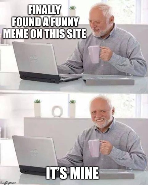 Hide the Pain Harold | FINALLY FOUND A FUNNY MEME ON THIS SITE; IT’S MINE | image tagged in memes,hide the pain harold | made w/ Imgflip meme maker