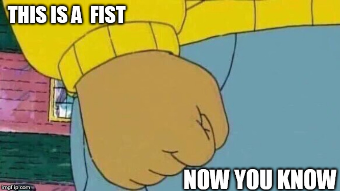 Arthur Fist | THIS IS A  FIST; NOW YOU KNOW | image tagged in memes,arthur fist | made w/ Imgflip meme maker