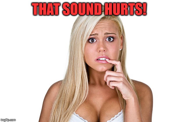 Dumb Blonde | THAT SOUND HURTS! | image tagged in dumb blonde | made w/ Imgflip meme maker